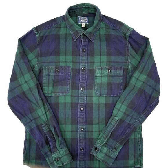 J.CREW Other - J Crew Button Up Shirt Mens Size Medium Slim Blue Tan Plaid Chest Pockets Casual